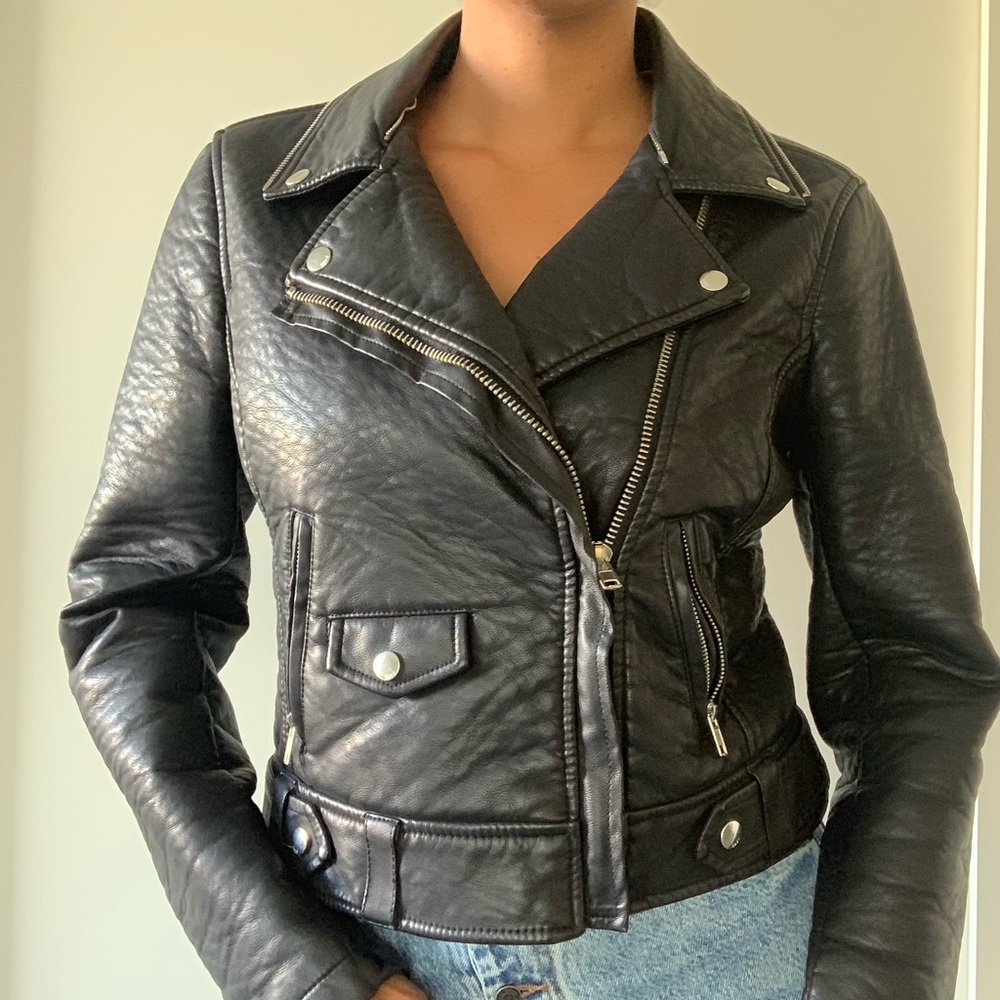 Faux leather biker jacket size M